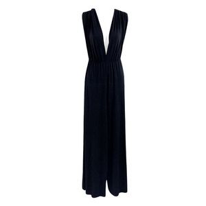 NWT Amanda Uprichard black plunge wide leg jumpsuit EE1